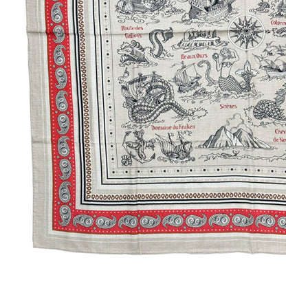 Hermes Hermes Carre Geant Sailor Tattoo Bandana Natural Rouge Noir Red Black Cashmere Silk 140