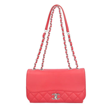 Chanel Matelasse Shoulder Bag Leather Red
