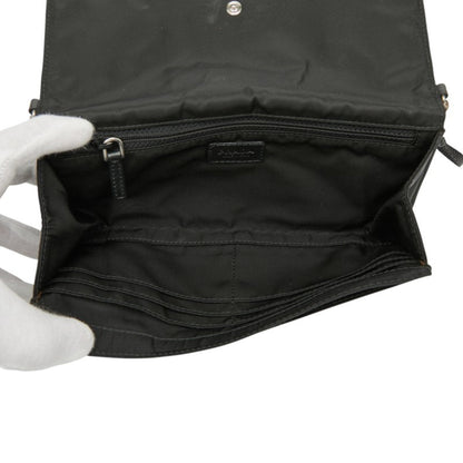 Prada Triangle Logo Plate Long Wallet Bag 1N1351 Black Nylon
