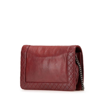 Chanel Boy Chanel Coco Mark Chain Shoulder Bag In Wine Red