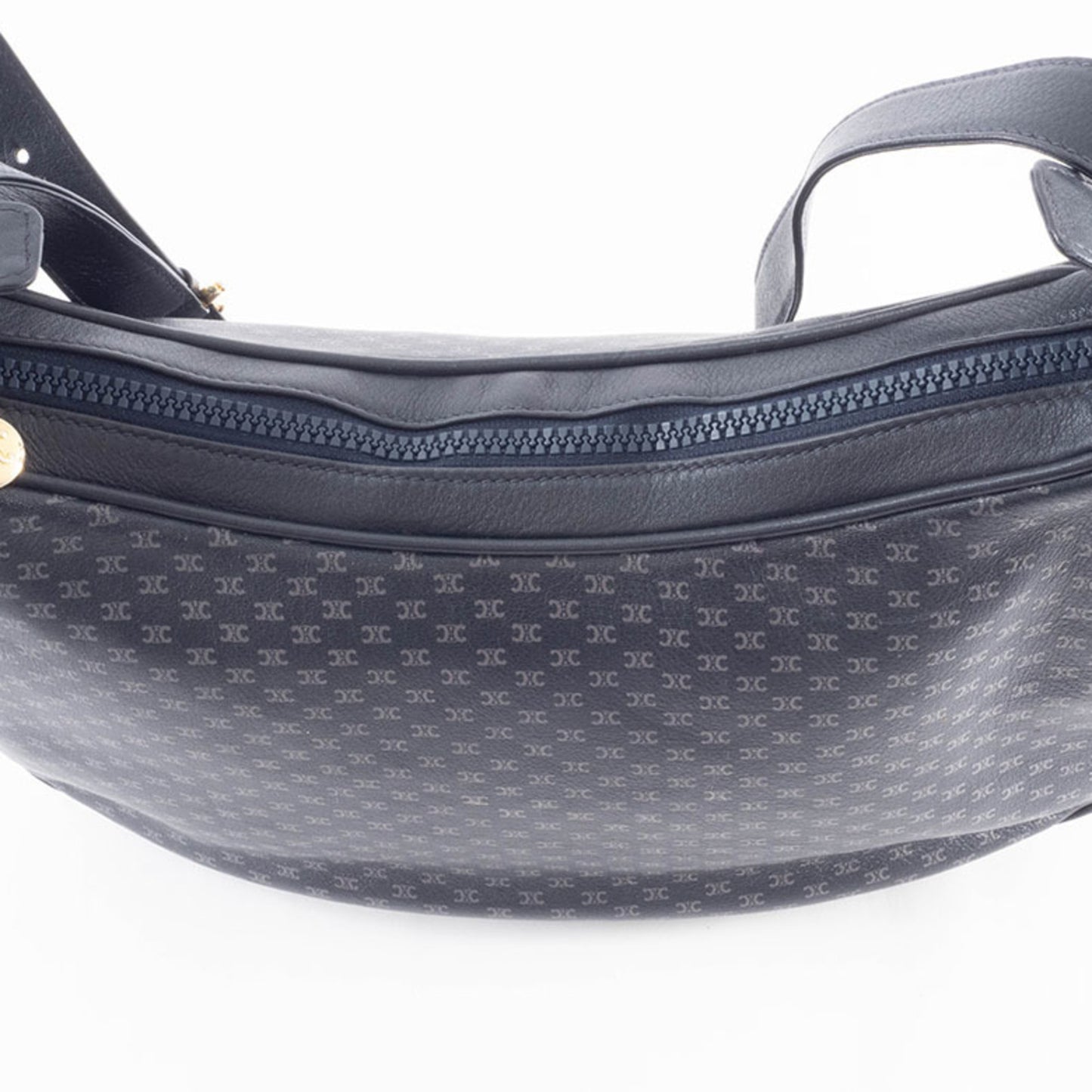 Celine Blason Shoulder Bag In Navy Macadam