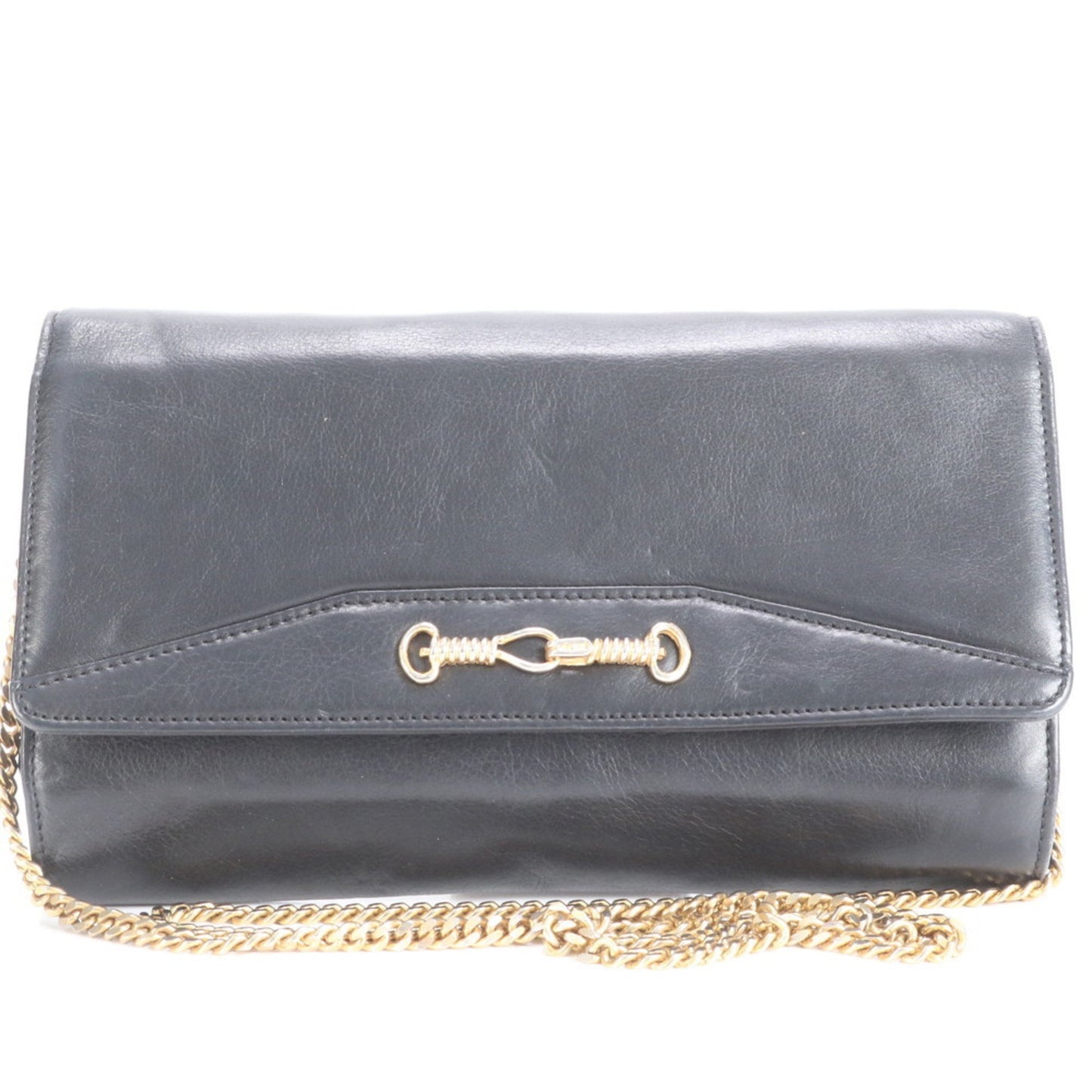 Celine Chain Leather Shoulder Bag Hand Tote Black