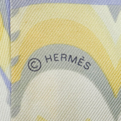 Hermes Twilly Brides De Gala Shadow Scarf Muffler White Multicolor Silk