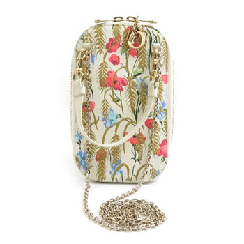 Christian Dior Phone Holder Pouch Leather Ivory X Multicolor