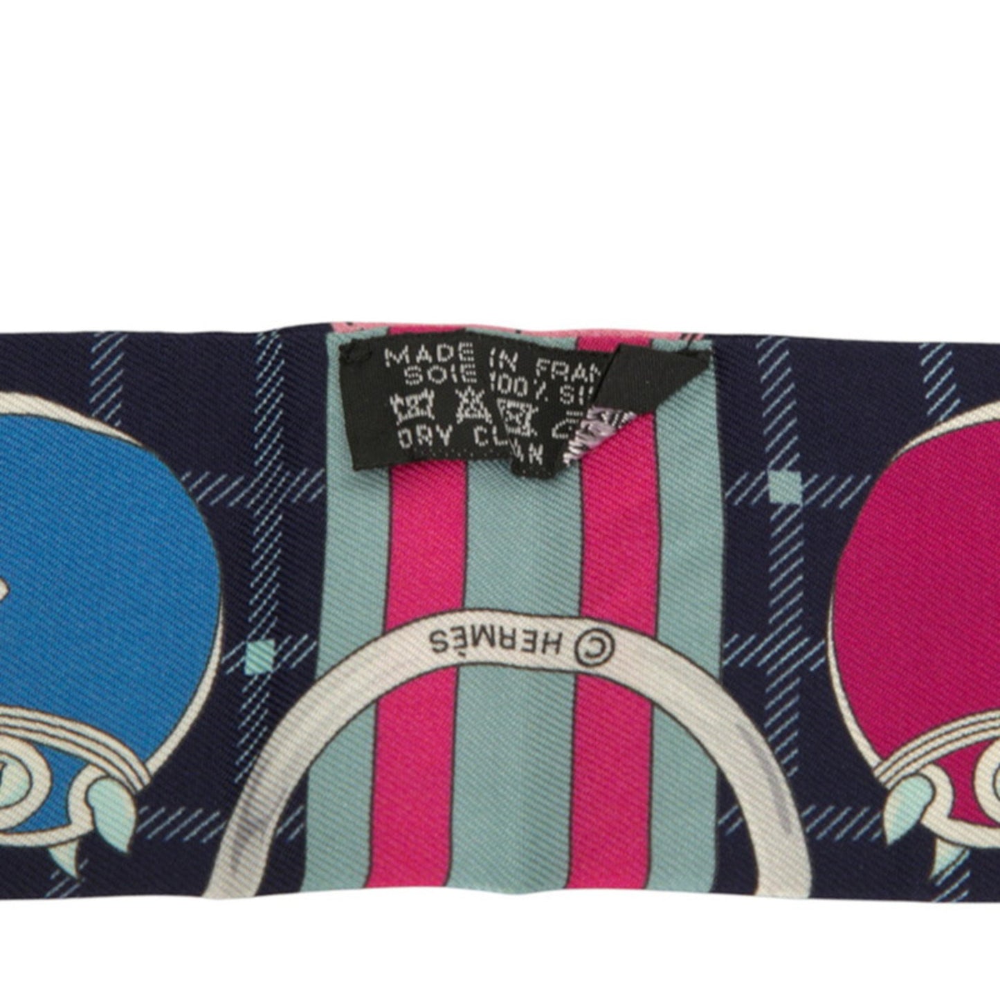 Hermes Herms Twilly Tatersale Tattersall Scarf/Muffler In Navy