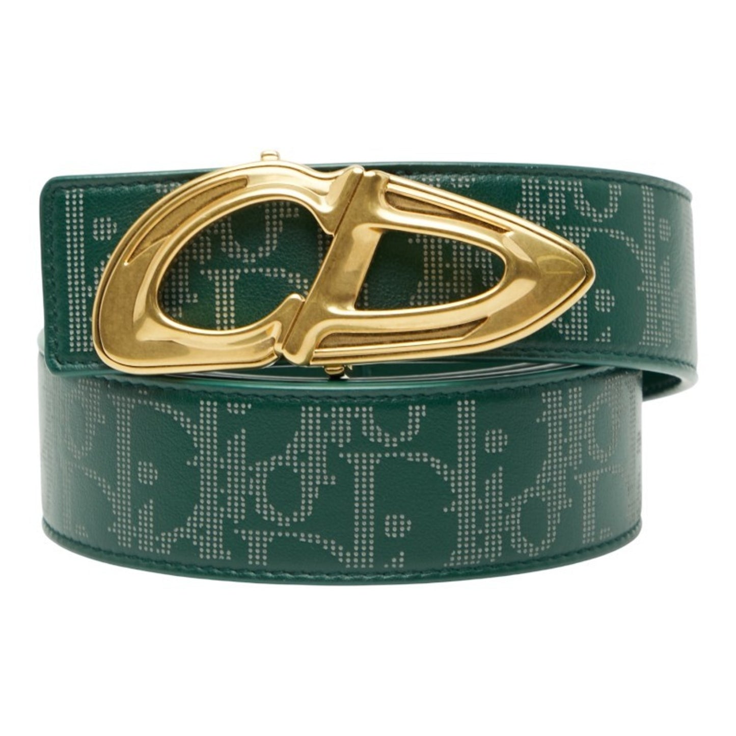 Christian Dior Dior Cd Buckle Oblique Belt Green Leather