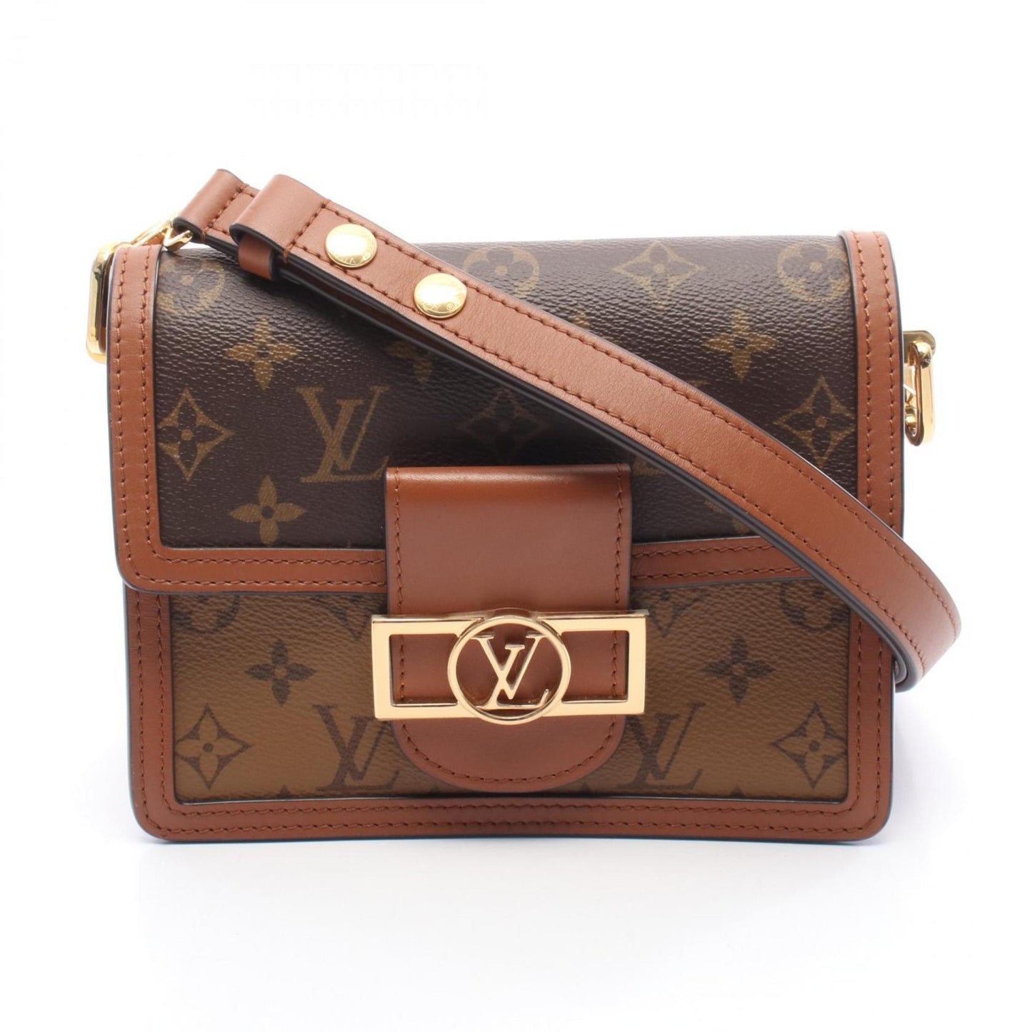 Louis Vuitton Dauphine Mini Monogram Reverse Shoulder Bag In Coated Canvas And Leather
