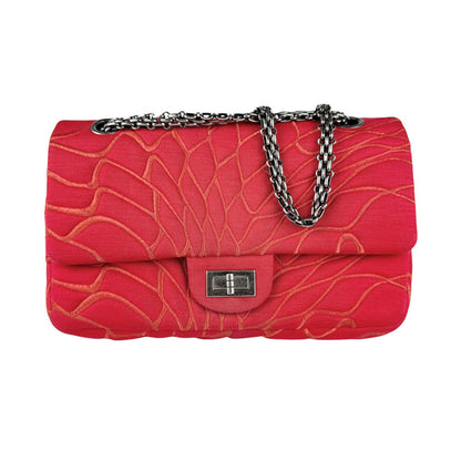 Chanel Shoulder Bag 2.55 Canvas Metal Red