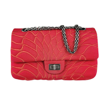Chanel Shoulder Bag 2.55 Canvas Metal Red