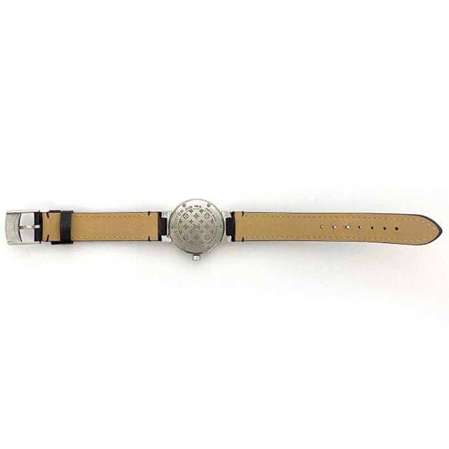 Louis Vuitton Watch Tambour White Shell Silver Brown Amaranth Love Cup Q12Mo Ss Patent Leather