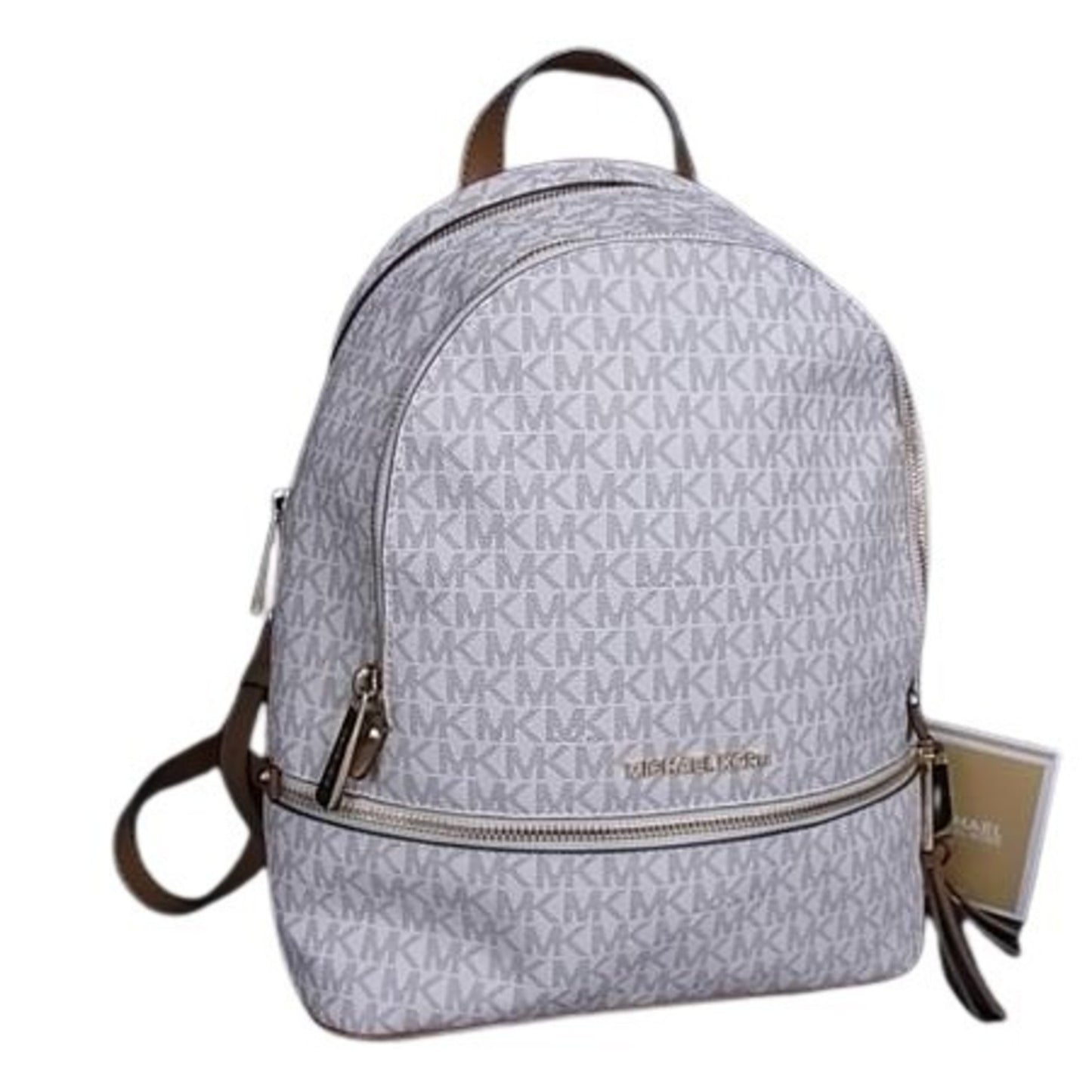 Michael Kors Mk Pattern Ivory Leather Backpack