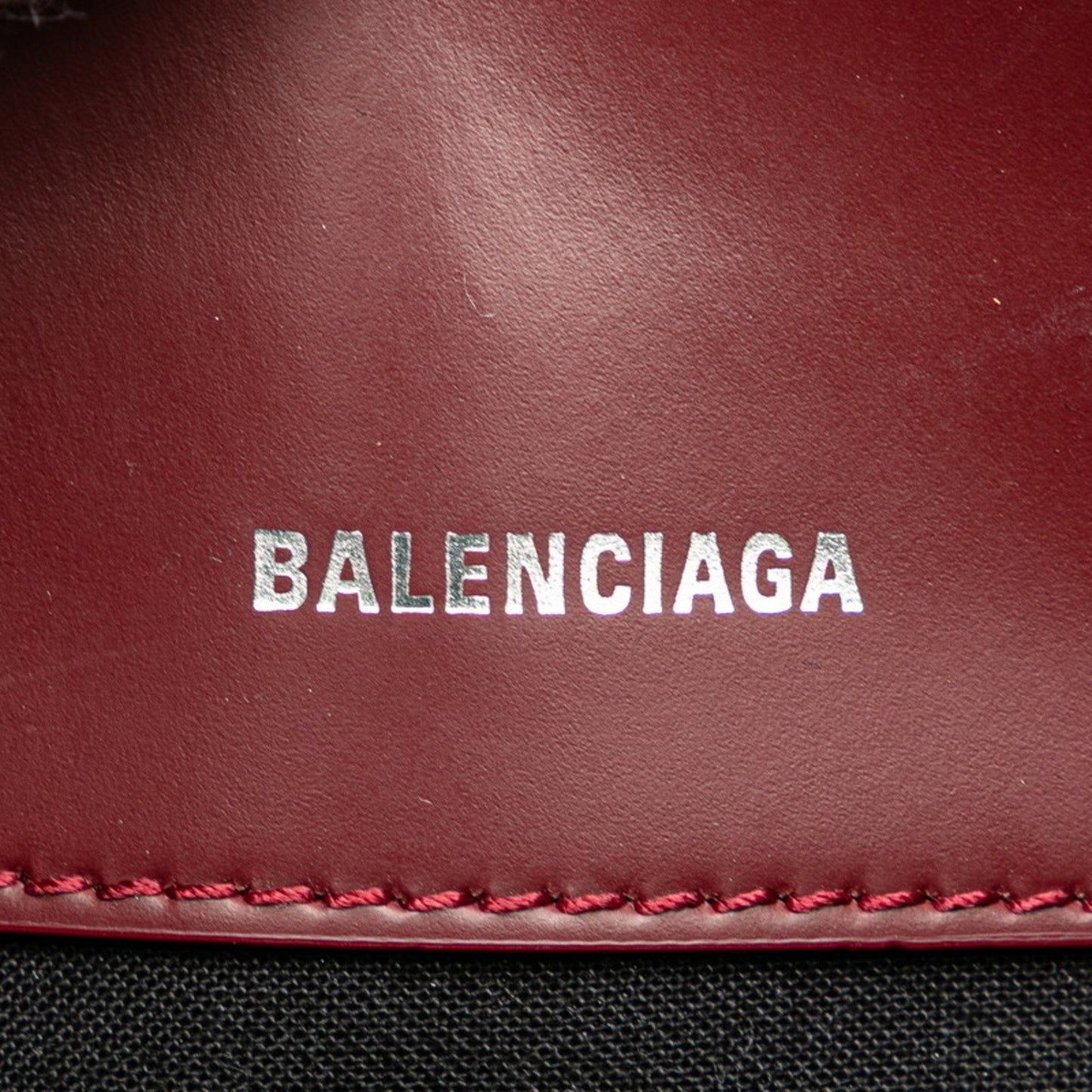 Balenciaga Logo Shoulder Bag 639497 Wine Red White Canvas Leather