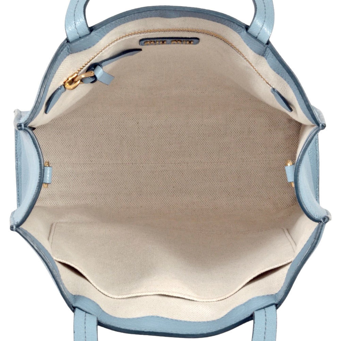 Miu Miu Miu Madras Tote Bag Leather 5Bg264 Sky Blue