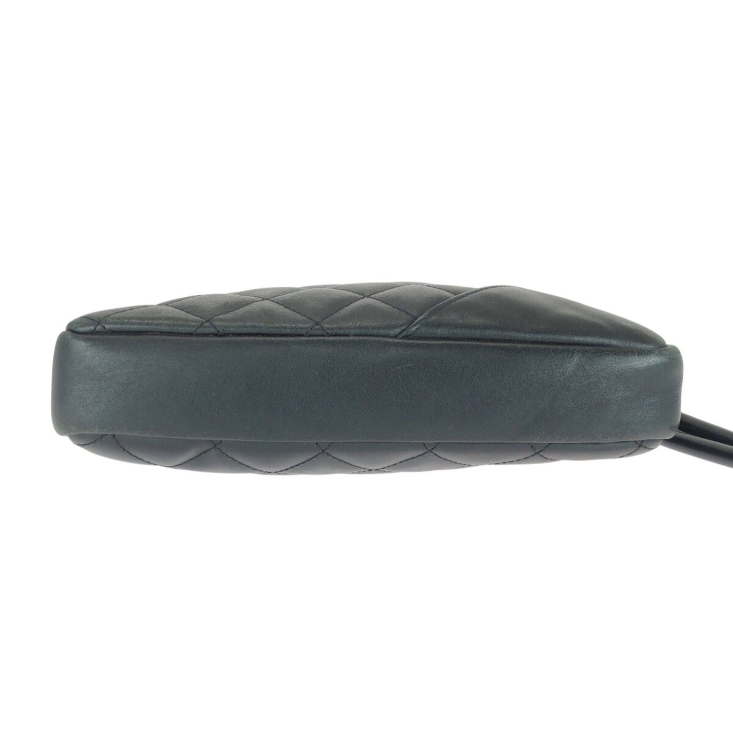 Chanel Matelasse Coco Mark Black Lambskin Shoulder Bag With Silver Hardware