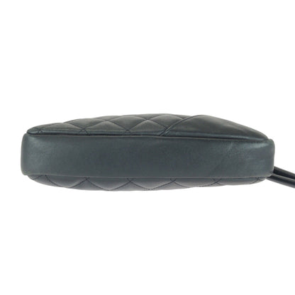 Chanel Matelasse Coco Mark Black Lambskin Shoulder Bag With Silver Hardware