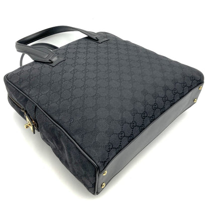 Gucci 90677 001013 Handbag Tote Bag Gg Canvas Pattern Leather Black