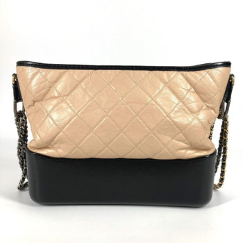 Chanel A93824 Two-Tone Gabriel Matelasse Quilted Crossbody Chain Shoulder Bag In Beige Leather