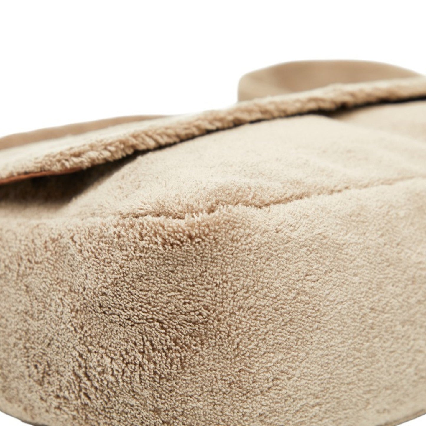 Chanel Coco Mark Novelty Crossbody Shoulder Bag In Beige And White With Pile