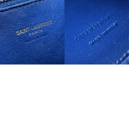 Yves Saint Laurent Cabas Leather Handbag Shoulder Bag In Blue And Gold