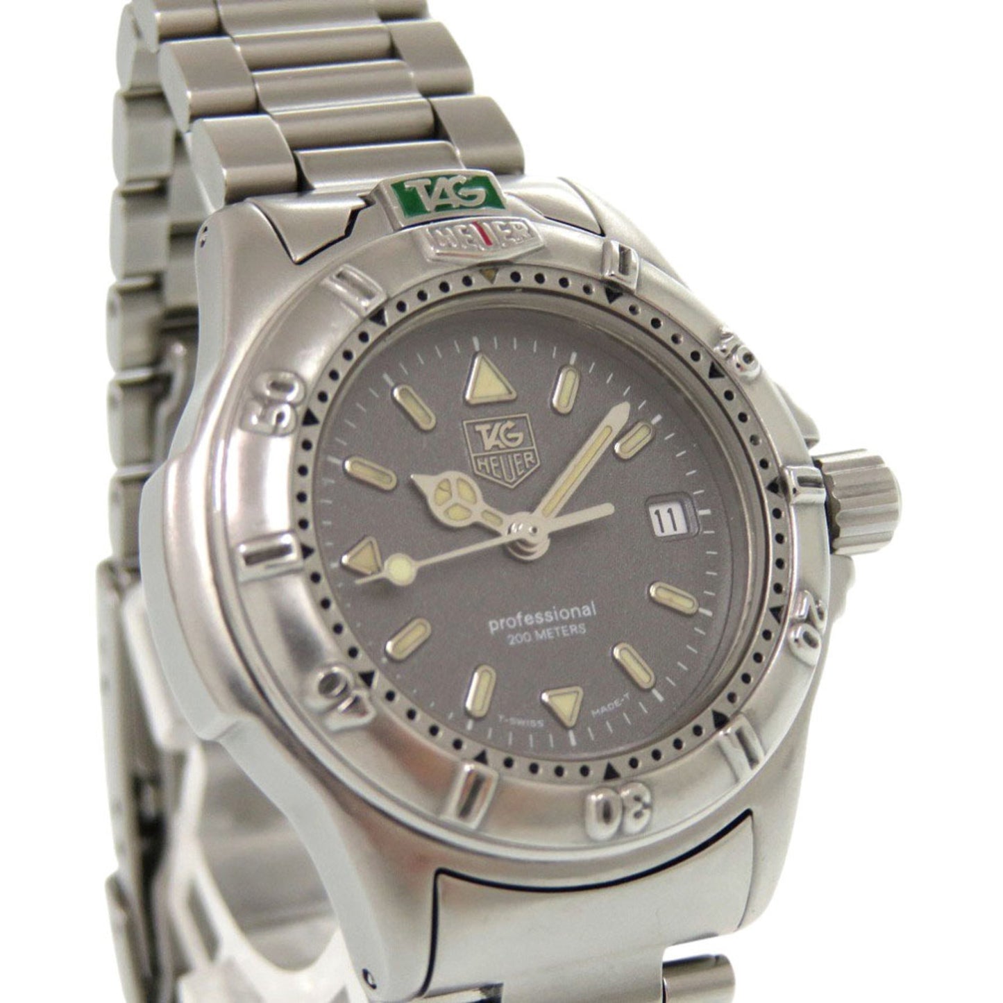 Tag Heuer Professional 200M Wf1411-0 Stainless Steel Grey Quartz Watch 0555Tag Heuer