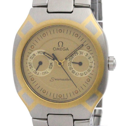 Omega Seamaster Polaris Day Date 18K Gold Steel Watch 396.1022 Polished