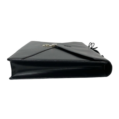 Loewe Anagram Logo Leather Genuine 2-Way Business Bag Handbag Shoulder Black 86242