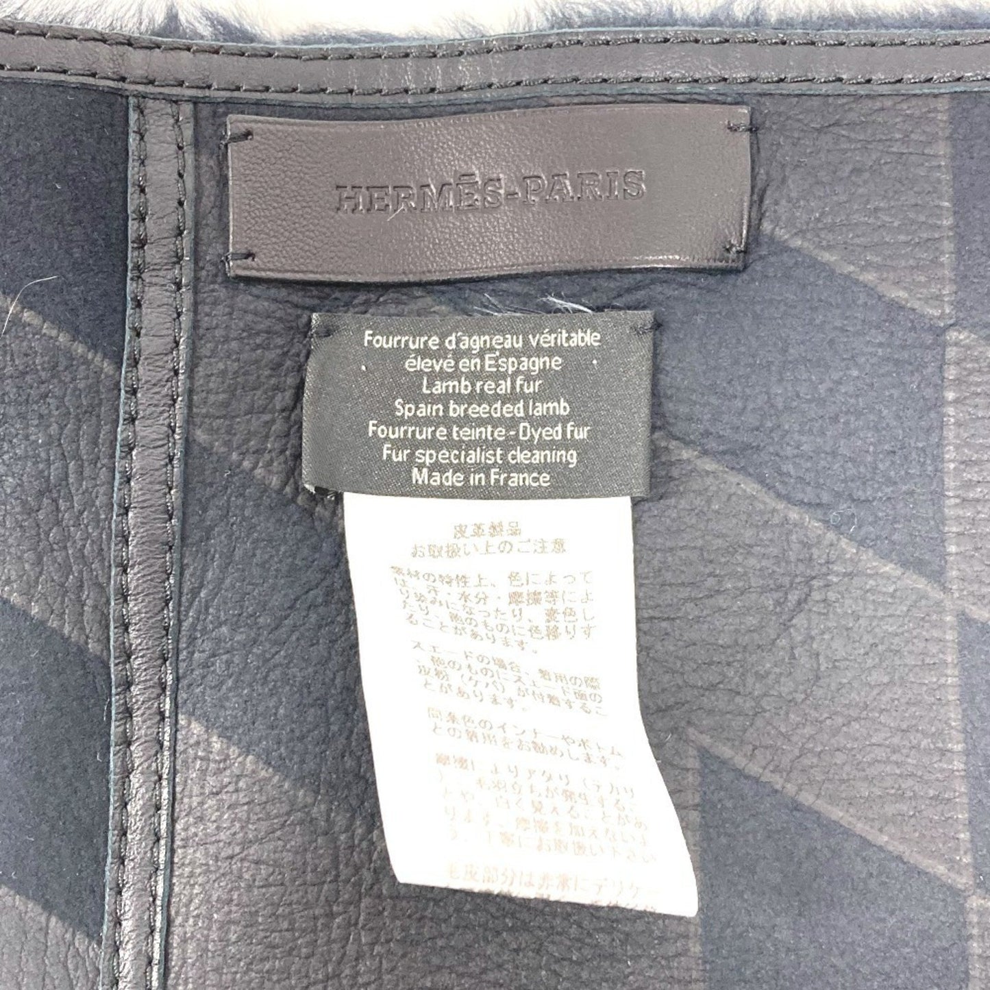 Hermes Leather Fur Shawl Stole Scarf