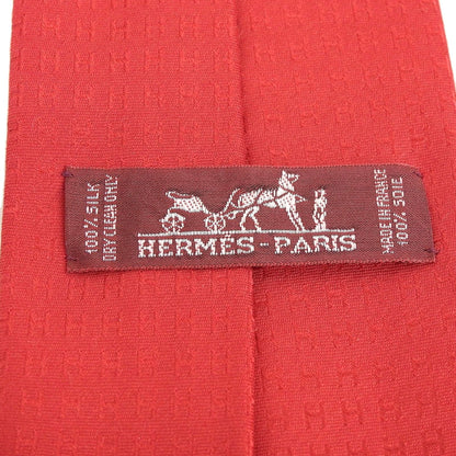 Hermes 038189T 100% Silk Rouge Cravat Fasonne H Motif Tie With Box