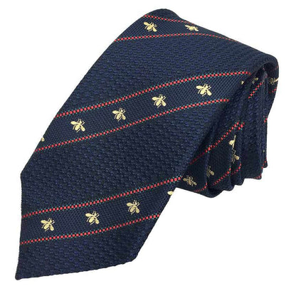 Gucci Gucci Tie Bee Stripe Silk Navy
