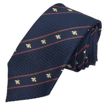 Gucci Gucci Tie Bee Stripe Silk Navy