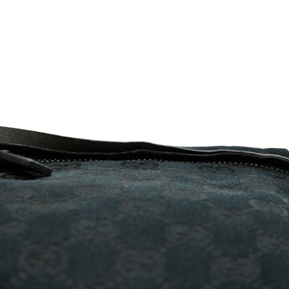 Gucci Gg Canvas Waist Bag/Shoulder Bag 28566 Black Leather