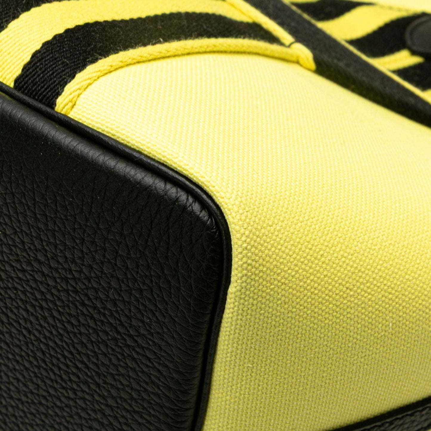 Hermes Pur Sangle Handbag Tote Bag Yellow Black Canvas Taurillon Clemence