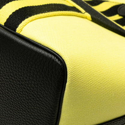 Hermes Pur Sangle Handbag Tote Bag Yellow Black Canvas Taurillon Clemence