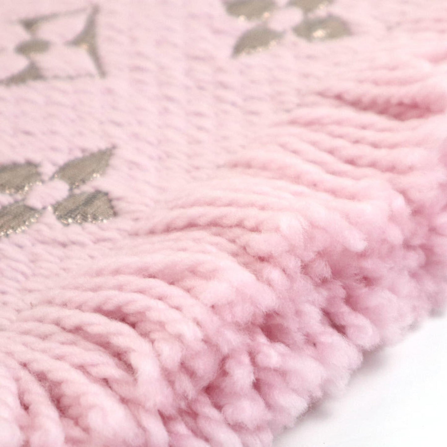 Louis Vuitton Muffler Escharp Logomania Shine Wool/Silk Pink X Silver