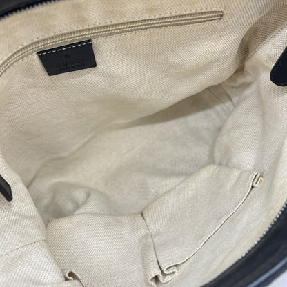 Gucci Shoulder Bag 337598 Gg Canvas Sherry Line Black Leather