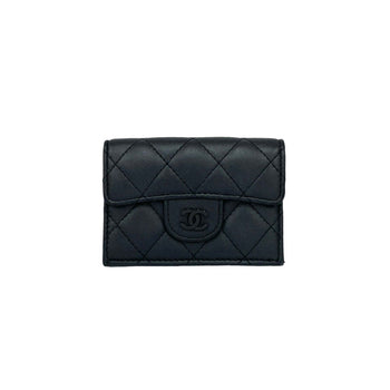 Chanel Matelasse Coco Lambskin Leather Tri-Fold Wallet In Metallic Black E2140