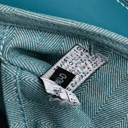 Hermes Herms Valparaiso Pm Handbag In Blue Jean Toile Chevron Leather