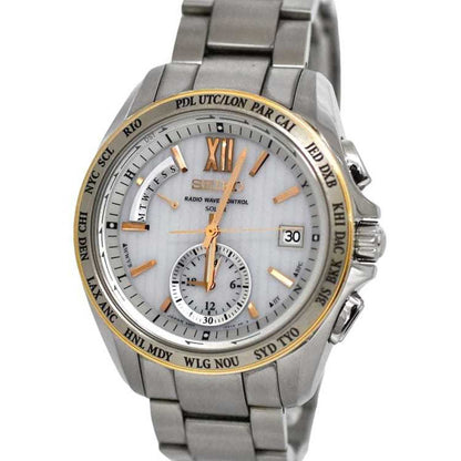 Seiko Watch Brightz Date White Silver 8B54-0Aw0 F-20461 Solar Quartz Seiko