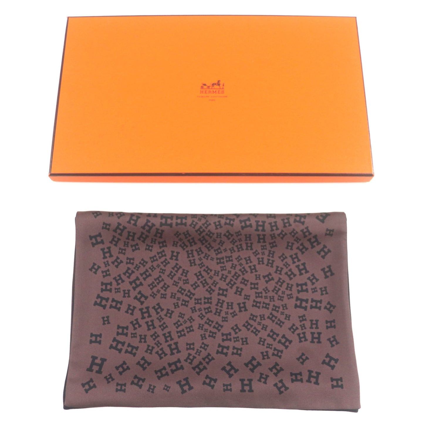 Hermes 100% Silk Reversible Scarf With Logo Print