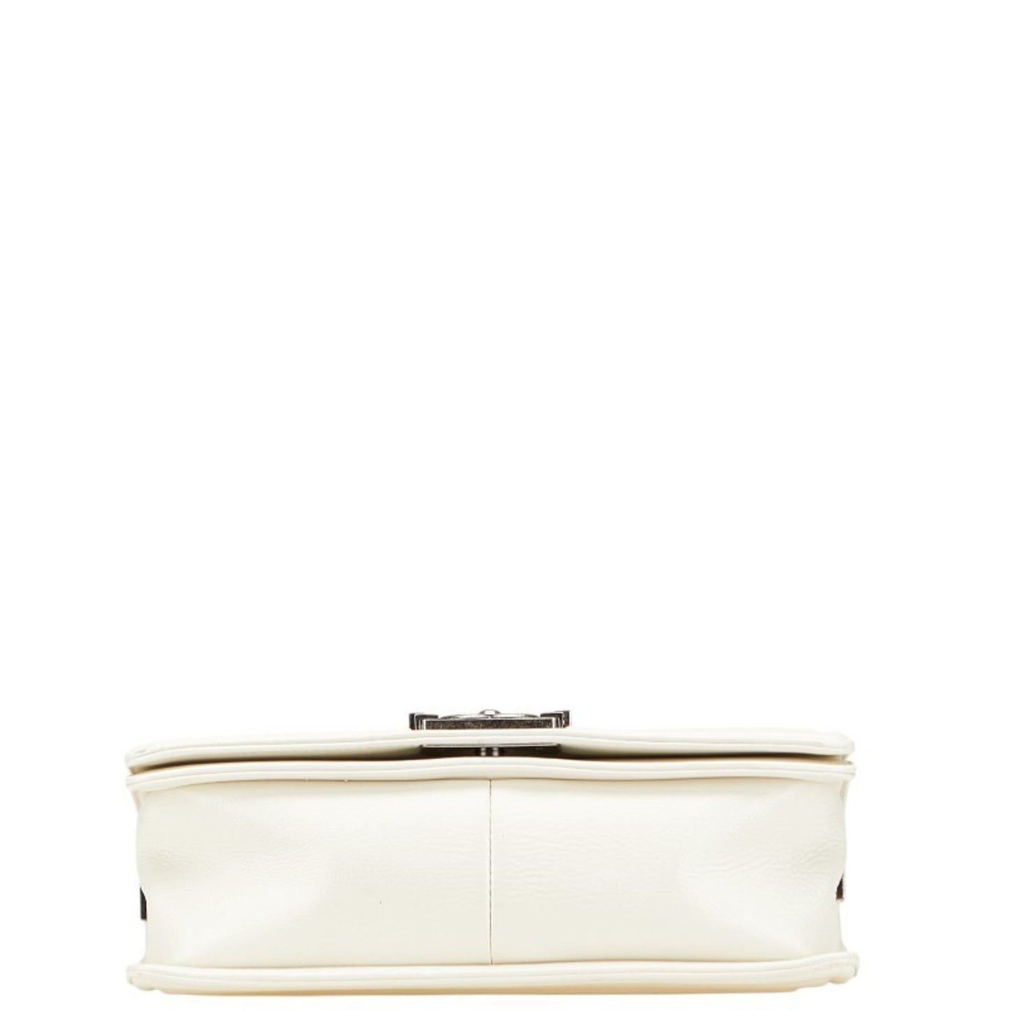 Chanel Matelasse Boy Chanel Coco Mark Chain Shoulder Bag White Leather