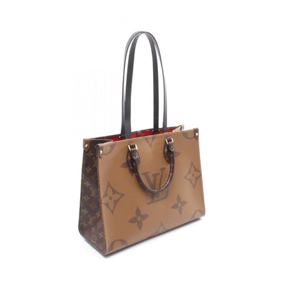 Louis Vuitton On The Go Mm Tote Bag In Coated Canvas And Leather With Monogram Giant Reverse Pattern