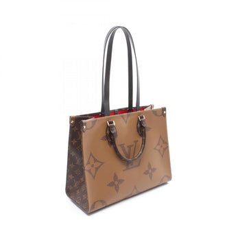 Louis Vuitton On The Go Mm Tote Bag In Coated Canvas And Leather With Monogram Giant Reverse Pattern