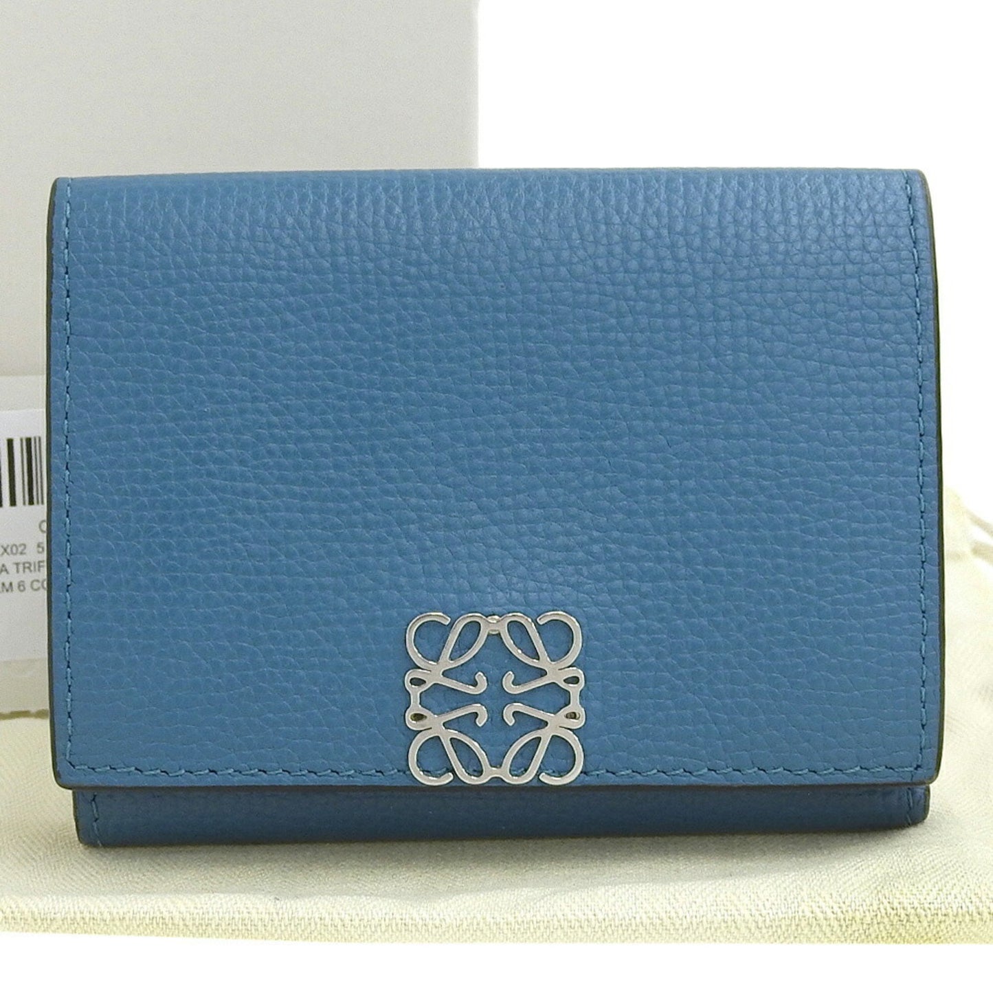 Loewe Anagram Trifold Wallet C821Tr2X02 Double Leather Lagoon Blue