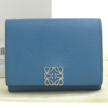 Loewe Anagram Trifold Wallet C821Tr2X02 Double Leather Lagoon Blue