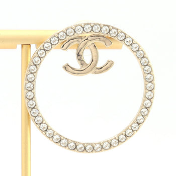 Chanel Single Earring Ab9086 Champagne Gold Metal Rhinestone B22 2022 Model Year Coco Mark