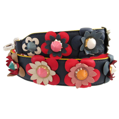 Fendi Strap You Leather Multicolor Navy Studded Floral Print Shoulder 1677 Fendi