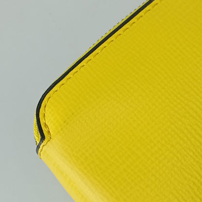 Valextra Zip-Around Card Holder V8L34 In Yellow Grained Calfskin For Men And Women