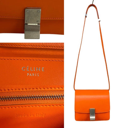 Celine Classic Box Small Leather Shoulder Bag/Pochette/Sacoche In Orange
