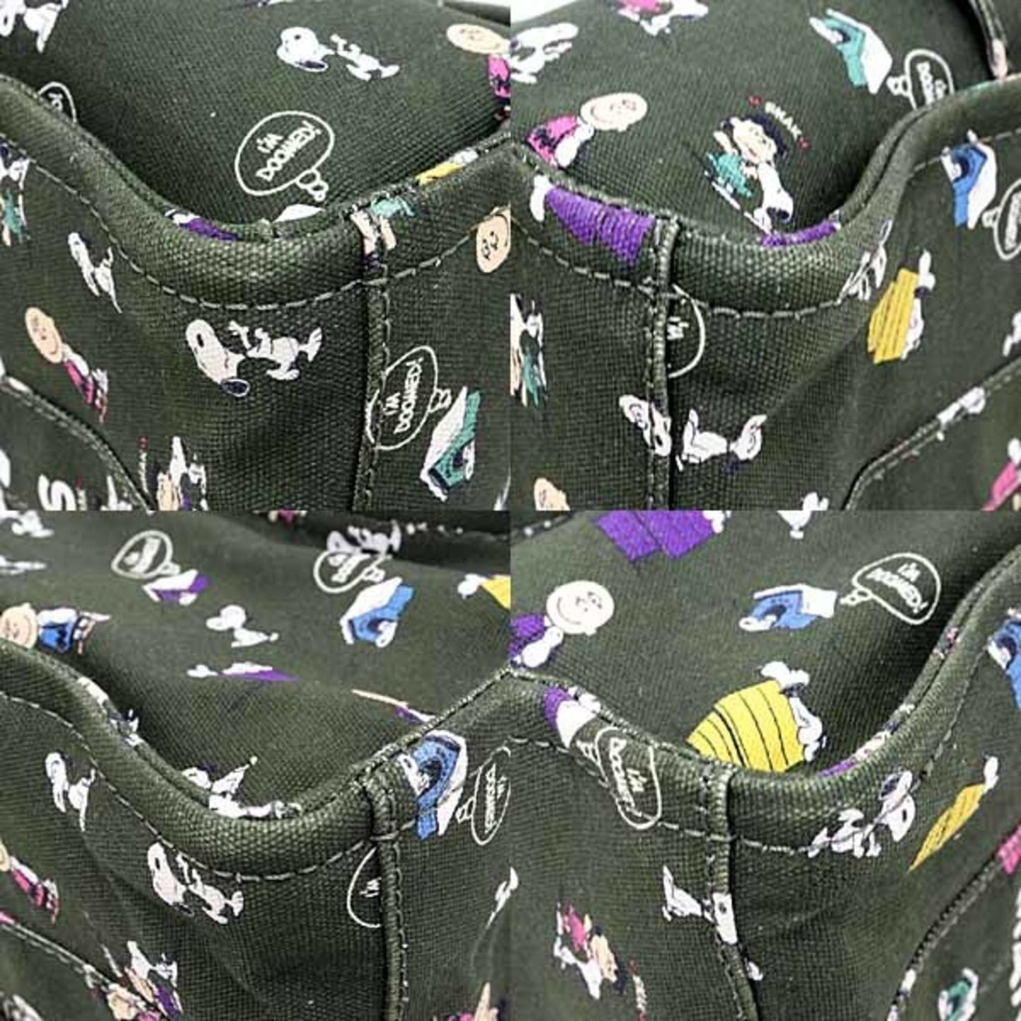 Marc Jacobs X Peanuts Collaboration: The Tote Canvas Tote Bag In Khaki Green.