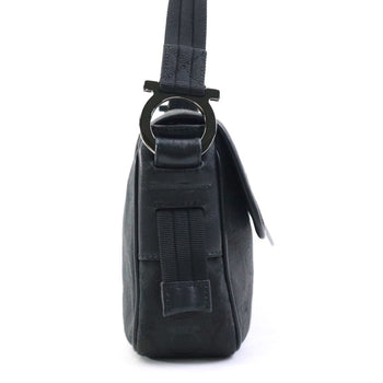 Salvatore Ferragamo Shoulder Bag Gancini Canvas Black Silver